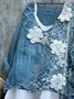 Women Floral Long Sleeve Blouse Spring/Fall Printing V Neck Daily Casual Top