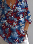 Women Independence Day (Flag) Long Sleeve Shirt Spring/Fall Printing Shirt Collar Daily Casual Top