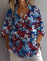 Women Independence Day (Flag) Long Sleeve Shirt Spring/Fall Printing Shirt Collar Daily Casual Top