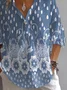 Women Floral Long Sleeve Shirt Spring/Fall Shirt Collar Daily Casual Top