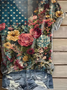 Women Floral Short Sleeve Tee T-shirt V Neck Printing Casual Summer Graphic Tee Top