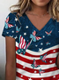 Women Butterfly Short Sleeve Tee T-shirt V Neck Printing Casual Summer Graphic Tee Top