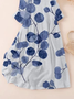 Women Floral Three Quarter Sleeve Spring/Fall Printing Dress Crew Neck Daily Casual Maxi Classic H-Line Dress