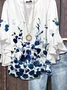Women Floral Half Sleeve Shirt Summer Printing V Neck Daily Casual Top