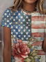Women Floral Short Sleeve Tee T-shirt Crew Neck Printing Casual Summer Graphic Tee Top
