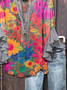 Women Floral Half Sleeve Shirt Summer Printing V Neck Daily Casual Top