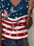 Women Butterfly Short Sleeve Tee T-shirt V Neck Printing Casual Summer Graphic Tee Top