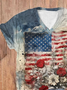 Women Floral Short Sleeve Tee T-shirt V Neck Printing Casual Summer Graphic Tee Top