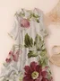 Women Floral Three Quarter Sleeve Spring/Fall Printing Dress Crew Neck Daily Casual Maxi Classic H-Line Dress