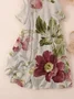 Women Floral Three Quarter Sleeve Spring/Fall Printing Dress Crew Neck Daily Casual Maxi Classic H-Line Dress
