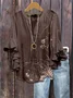 Women Floral Half Sleeve Shirt Summer Printing V Neck Daily Casual Top