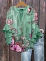 Women Floral Half Sleeve Shirt Summer Printing V Neck Daily Casual Top
