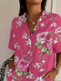 Women Floral Short Sleeve Shirt Summer Printing Shirt Collar Daily Casual Top
