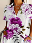 Women Floral Short Sleeve Shirt Summer Printing Shirt Collar Daily Casual Top