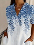 Women Floral Short Sleeve Shirt Summer Printing Shirt Collar Daily Casual Top