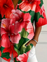 Women Floral Short Sleeve Shirt Summer Printing Shirt Collar Daily Casual Top