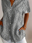 Women Floral Short Sleeve Shirt Summer Printing Shirt Collar Daily Casual Top