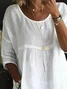 Women Plain Half Sleeve Shirt Summer Printing Crew Neck Daily Casual Top