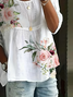 Women Floral Half Sleeve Shirt Summer Printing Crew Neck Daily Casual Top