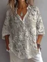 Women Floral Long Sleeve Shirt Spring/Fall Printing Shirt Collar Daily Casual Top