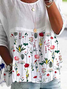 Women Floral Half Sleeve Shirt Summer Printing Crew Neck Daily Casual Top