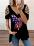 Women Independence Day (Flag) Short Sleeve Tee T-shirt V Neck Printing Vintage Summer Tunic Top