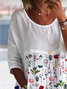 Women Floral Half Sleeve Shirt Summer Printing Crew Neck Daily Casual Top
