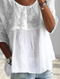 Women Floral Half Sleeve Shirt Summer Printing Crew Neck Daily Casual Top