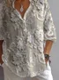 Women Floral Long Sleeve Shirt Spring/Fall Printing Shirt Collar Daily Casual Top