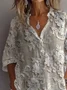 Women Floral Long Sleeve Shirt Spring/Fall Printing Shirt Collar Daily Casual Top