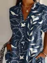 Women Floral Short Sleeve Shirt Summer Printing Shirt Collar Daily Casual Top