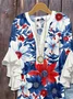 Women Floral Half Sleeve Shirt Summer Printing V Neck Daily Casual Top