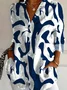 Women Abstract Long Sleeve Shirt Spring/Fall Buckle Shirt Collar Daily Casual Top