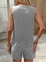 Women Striped Two-Piece Set Daily Sleeveless Casual Summer Short Sets Matching Set