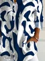 Women Abstract Long Sleeve Shirt Spring/Fall Buckle Shirt Collar Daily Casual Top