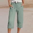 Women Plain Capris Pants Casual Summer Trousers