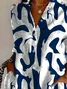 Women Abstract Long Sleeve Shirt Spring/Fall Buckle Shirt Collar Daily Casual Top