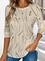 Women Striped Long Sleeve Tee T-shirt Crew Neck Casual Spring/Fall Top