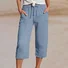 Women Plain Capris Pants Casual Summer Trousers