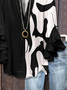 Women Abstract Half Sleeve Shirt Summer Printing V Neck Daily Casual Top