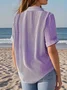 Women Striped Short Sleeve Shirt Summer Printing Shirt Collar Daily Casual Top