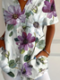 Women Floral Short Sleeve Shirt Summer Printing Shirt Collar Daily Casual Top