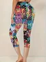 Women Cat Capris Elastic Waist Pants Casual Summer Trousers