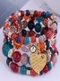 Best-selling Bohemian Alloy Love Pendant Multi-layer Elastic Rope Beaded Bracelet