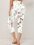 Women's Floral Capris Elastic Waist Pant Casual Summer Trousers