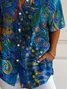 Women Floral Short Sleeve Shirt Summer Printing Shirt Collar Daily Casual Top