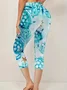 Women's Marine Life Capris Elastic Waist Pant Casual Summer Trousers