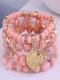 Best-selling Bohemian Alloy Love Pendant Multi-layer Elastic Rope Beaded Bracelet