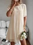 Women Polka Dots Short Sleeve Summer Split Joint Dress V Neck Daily Vintage Mini Classic A-Line Dress