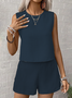 Women Plain Printing Two-Piece Set Daily Sleeveless Casual Summer Multi-Piece Set Matching Set